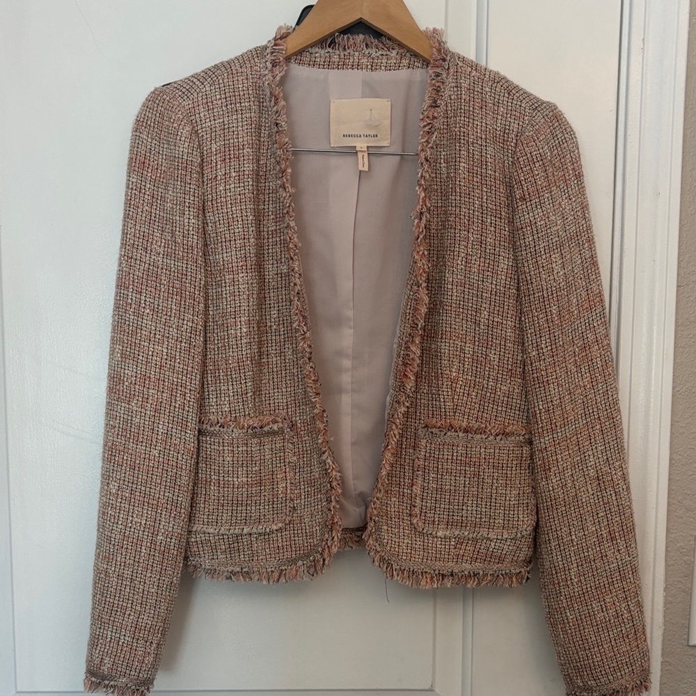 Rebecca Taylor Women's Tweed Blazer in Cream and Brown